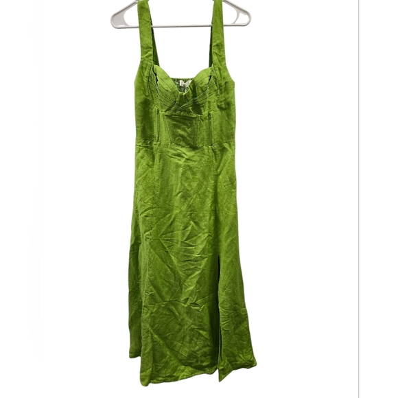 NWT ASTR the Label Women's Estella Sweetheart-Neck Midi Dress In Avocado Sz M - Picture 3 of 16